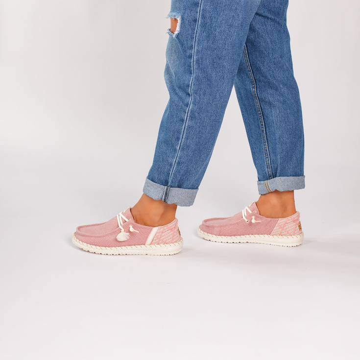Lekkie półbuty damskie - HEY DUDE WENDY FUNK COASTAL JUTE 43182-680 RÓŻOWE