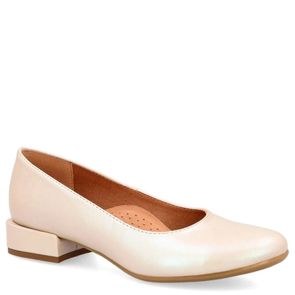 Niskie czółenka z powiększoną tęgością H - TYMOTEO P1019 PERŁOWE BEŻOWE