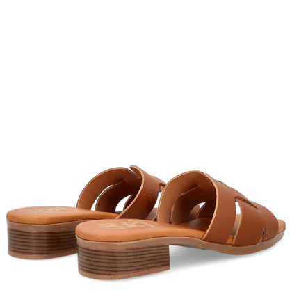 Wygodne klapki ze skóry - OH! MY SANDALS 5600 BRĄZOWE