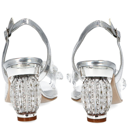 Sandały na modnym obcasie - SCAVIOLA H-05 SREBRNE