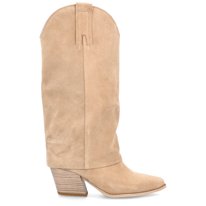 Wysokie kowbojki ze skóry - TYMOTEO L1057 BEŻOWE