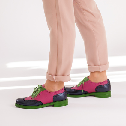 Wiązane półbuty ze skóry - TYMOTEO A1006 KOLOROWE