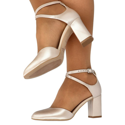 Czółenka z zapięciem - KOTYL 7101 PERŁOWE