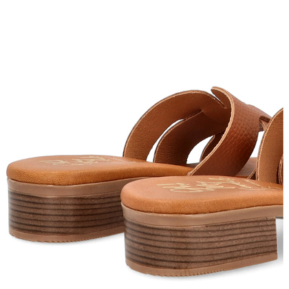 Wygodne klapki ze skóry - OH! MY SANDALS 5600 BRĄZOWE