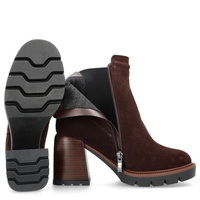 Skórzane botki na platformie - TYMOTEO G1047 CZEKOLADOWE