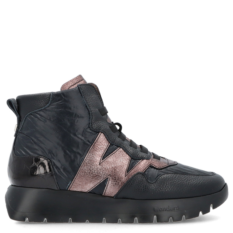 Hiszpańskie sneakersy za kostkę - WONDERS A-2493 CZARNE