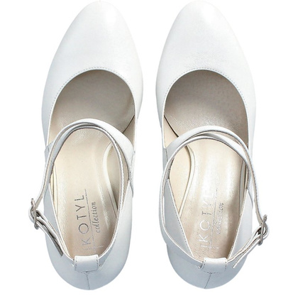 Pełne czółenka ślubne - KOTYL 7091 ECRU PERŁOWE