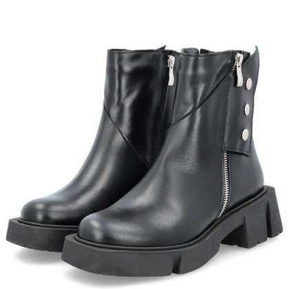 Botki damskie skórzane - TYMOTEO 2169 CZARNY