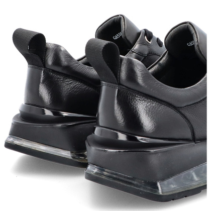 Sznurowane sneakersy męskie ze skóry - JOHN DOUBARE QA558U-W15-P742 CZARNE