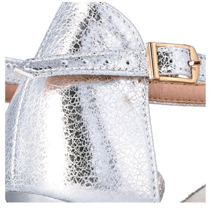 Eleganckie sandały ze skóry naturalnej - TYMOTEO L1035 SREBRNE