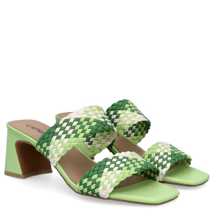 Stylowe klapki na obcasie - CAPRICE 9-27213-42 ZIELONE