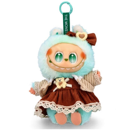 Brelok zawieszka do torebki maskotka LABUBU z ubrankiem - B26 ZIELONY