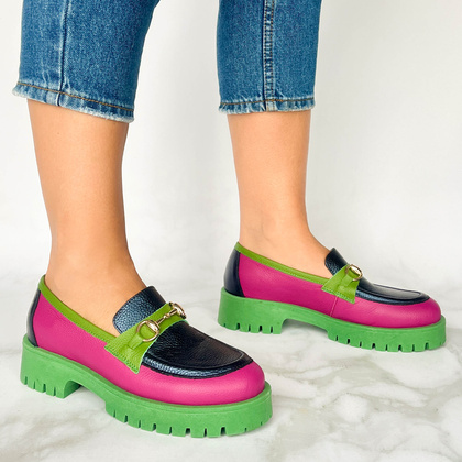 Kolorowe mokasyny ze skóry - TYMOTEO A1003 KOLOROWE