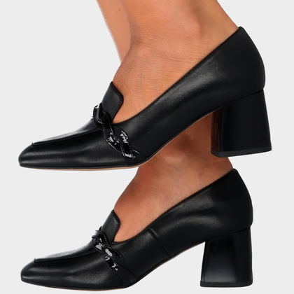 Skórzane półbuty na obcasie - KOTYL 2913 CZARNE