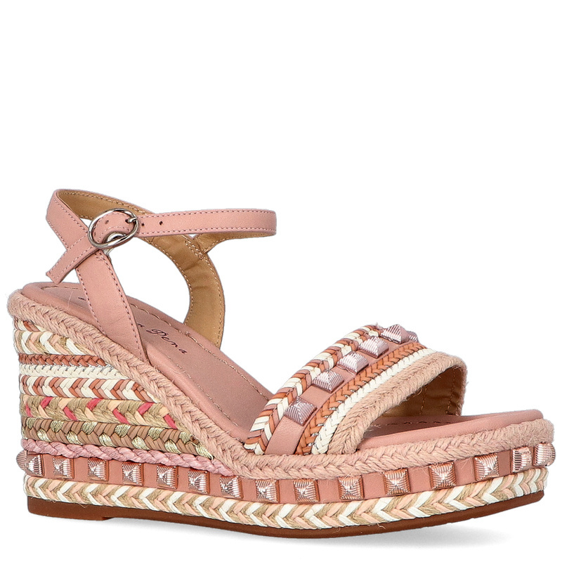 Sandałki na koturnie - ALMA EN PENA V22230 RÓŻOWE