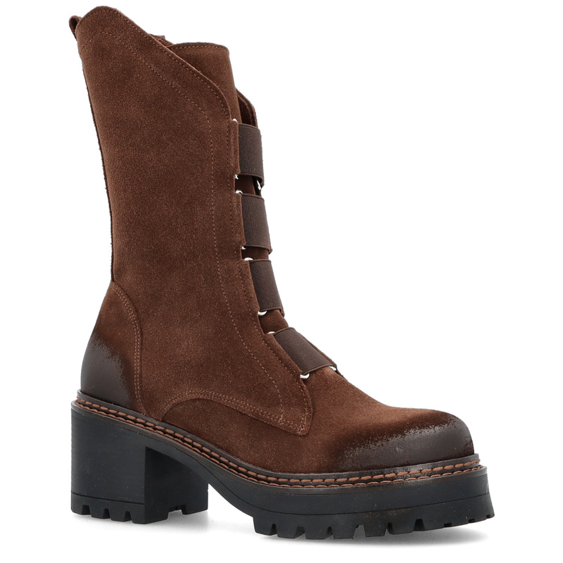 Wysokie workery ze skóry - TYMOTEO 2163/2 BRĄZOWE