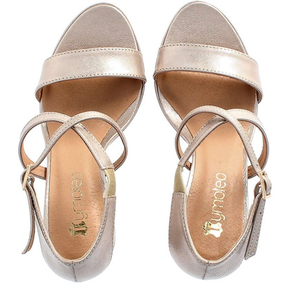 Sandały na szpilce - TYMOTEO PALME ZŁOTO PERŁOWE