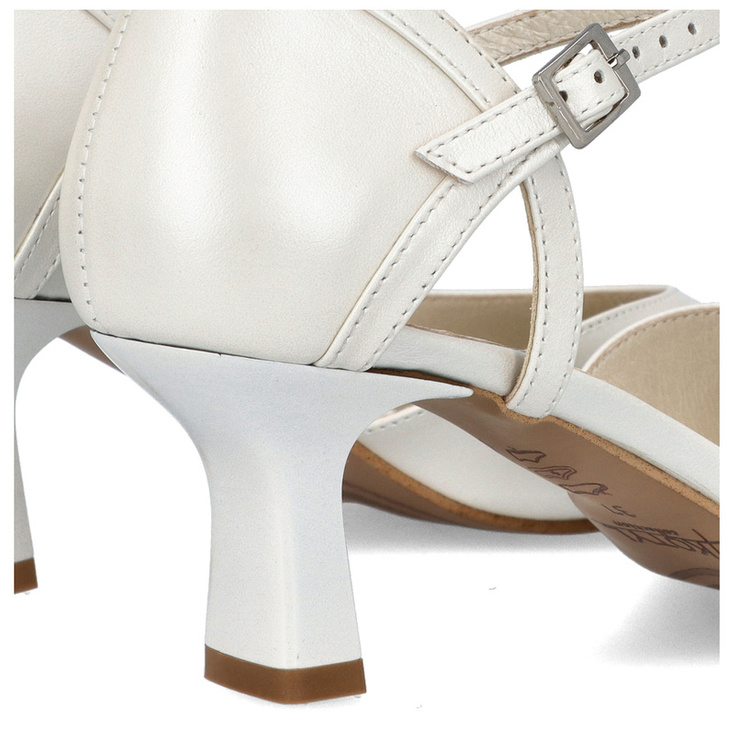 Buty ślubne na niskim obcasie - KOTYL 5439 ECRU PERŁOWE