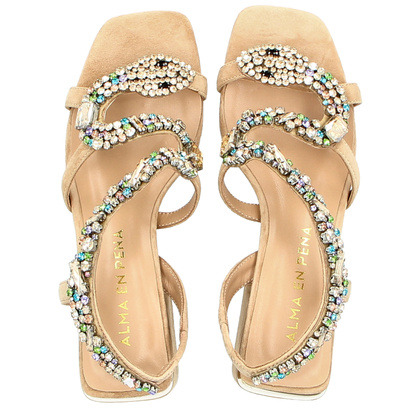 Hiszpańskie zdobne sandały - ALMA EN PENA V240701 BEŻOWE