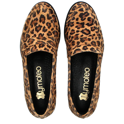 Skórzane mokasyny damskie - TYMOTEO 2162 PANTERKA