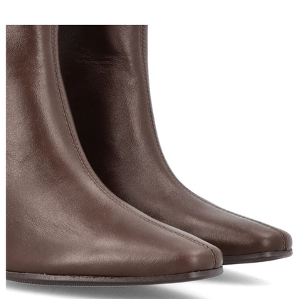 Skórzane botki na obcasie - TYMOTEO G1076 CZEKOLADOWE LICO