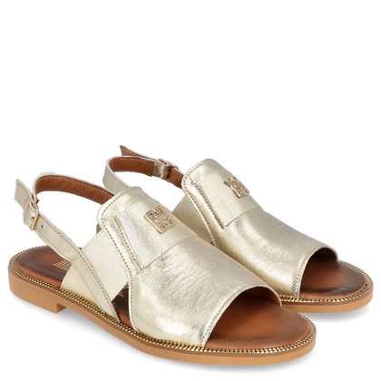 Płaskie sandały ze skóry - LEMAR 40385 ZŁOTE