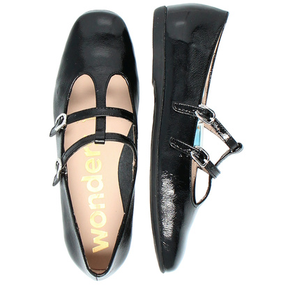 Hiszpańskie baleriny z paskami - WONDERS A-86131 CZARNE
