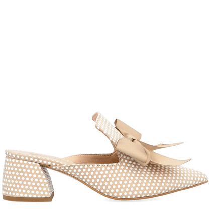 Klapki z kokardą w groszki - TYMOTEO UTTI BEŻOWE