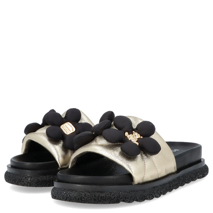 Skórzane klapki damskie - BOCCATO 475.068 ZŁOTE