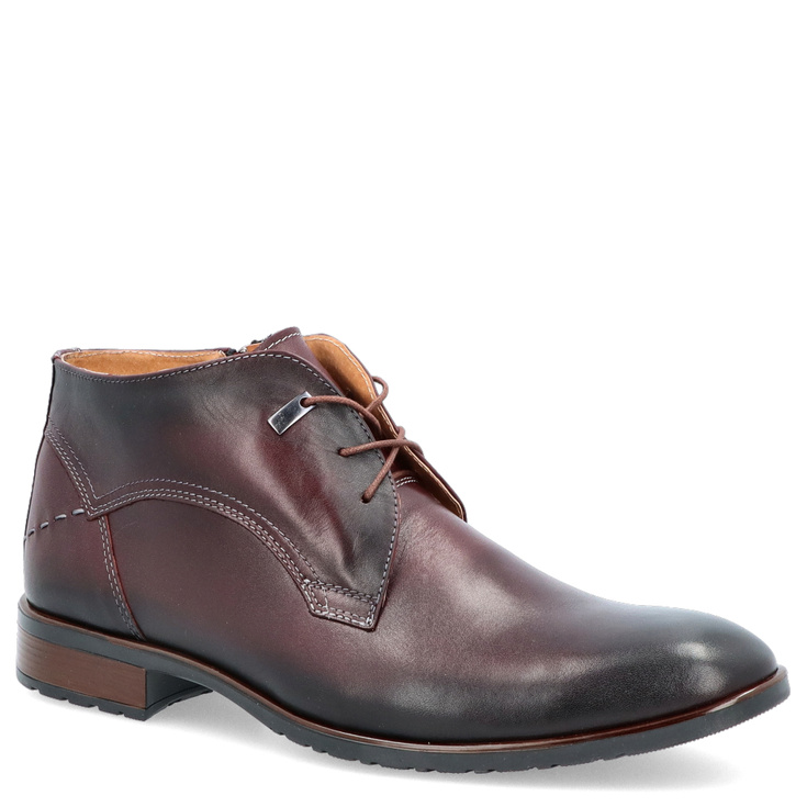 Eleganckie buty męskie zimowe - LEADER 084A-704 BORDOWE 