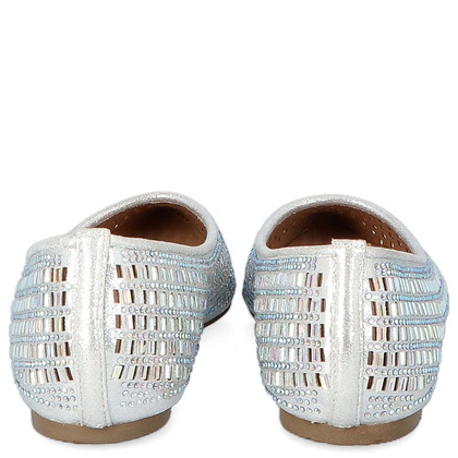 Błyszczące balerinki ślubne - MENBUR 20742 SREBRNE