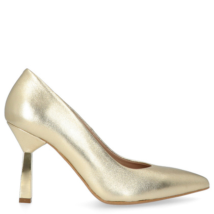 Szpilki z kontrastowym obcasem - KOTYL 8509 ZŁOTE