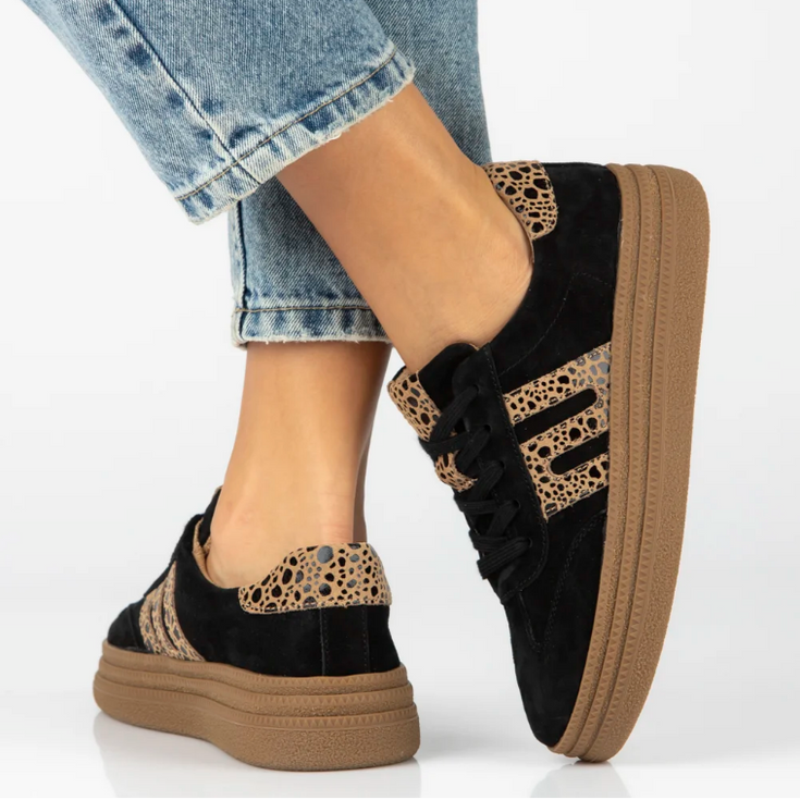 Modne sneakersy ze skóry - FILIPPO DP7114/25 CZARNE