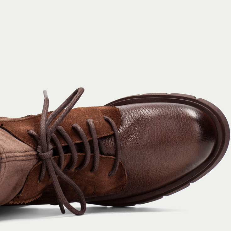 Sznurowane botki na obcasie  - HISPANITAS HI254281 CZEKOLADOWE