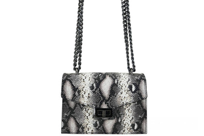 Skórzana torebka z motywem węża - BARBERINIS 970-1 CZARNA