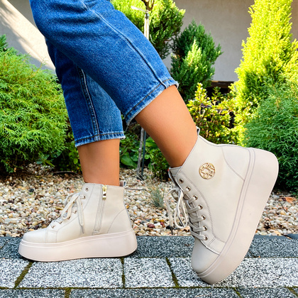 Wysokie sneakersy damskie - FILIPPO DBT6338/24 BEŻOWE
