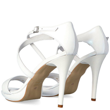 Sandały na szpilce - TYMOTEO PALME PERŁOWO BIAŁE