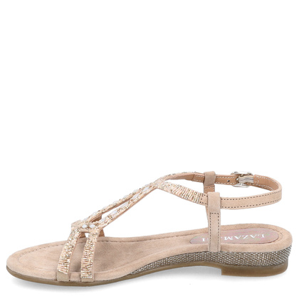 Zamszowe sandały damskie - LAZAMANI LA85570 BEŻOWE