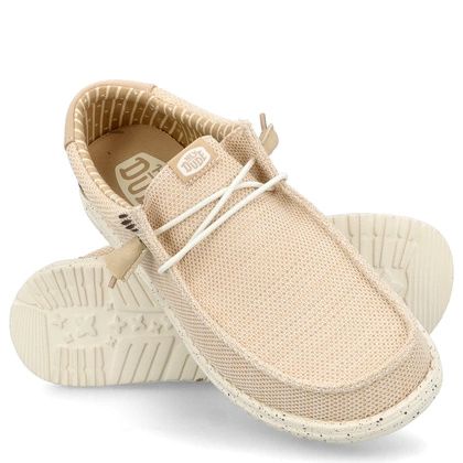 Lekkie mokasyny męskie - HEY DUDE WALLY STRETCH SOX BEŻOWE