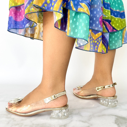 Płaskie sandały silikonowe - SCAVIOLA S-219 ZŁOTE