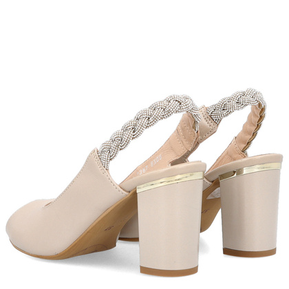 Eleganckie sandałki z odkrytą piętą - TYMOTEO 2387 PERŁOWE