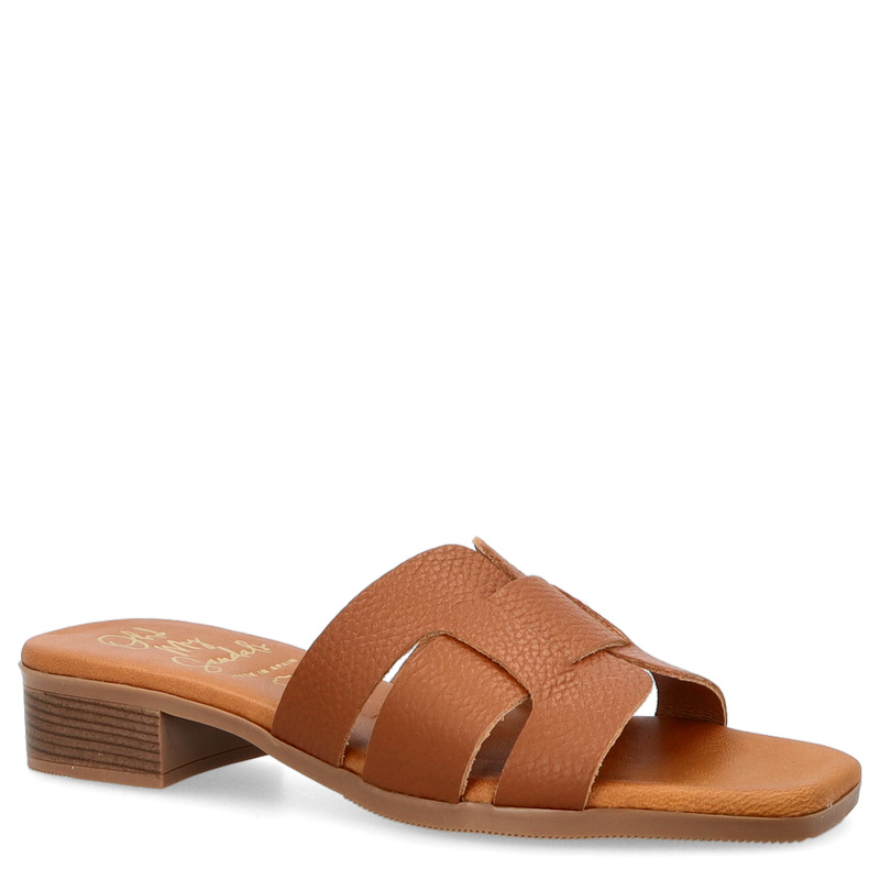 Wygodne klapki ze skóry - OH! MY SANDALS 5600 BRĄZOWE