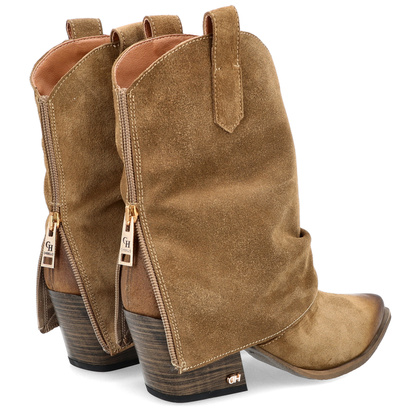 Kowbojki z wywijaną cholewką - CHEBELLO 4594 BRĄZOWE