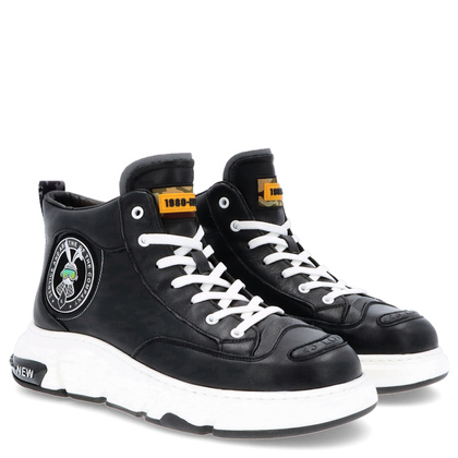 Skórzane sneakersy męskie - JOHN DOUBARE 23Q9217 CZARNE