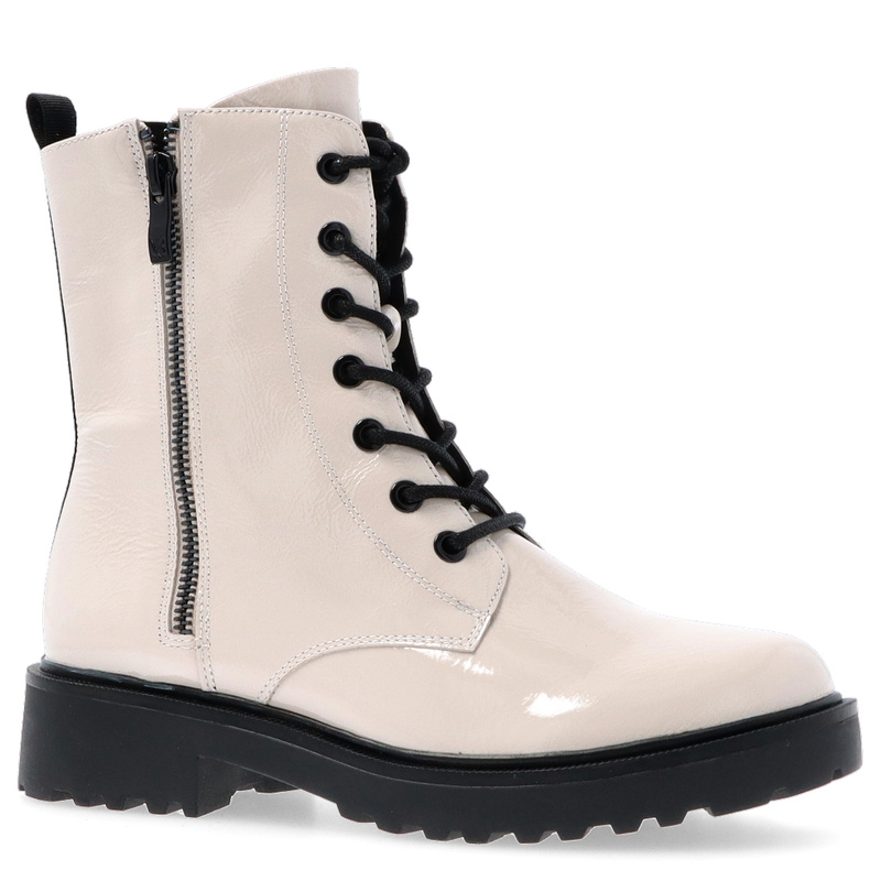 Lakierowane botki ze skóry - CAPRICE 9-25217-43 BIAŁE