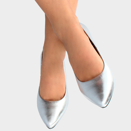 Czółenka na niskim obcasie - SIMEN 3767A SREBRNE