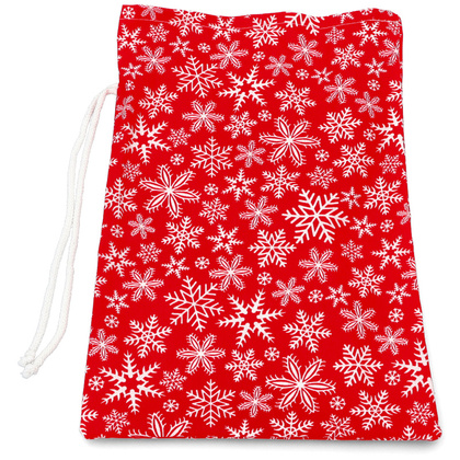 Worek na prezent świąteczny - TYMOTEO LOVE P01 CZERWONY w Śnieżynki