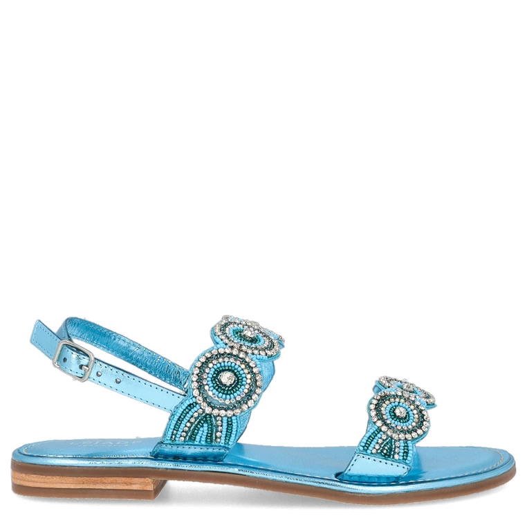 Eleganckie zdobne sandały - LEJADE 3755 BŁĘKITNE