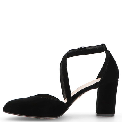 Czółenka zamszowe z paskami - KOTYL 7075 CZARNE