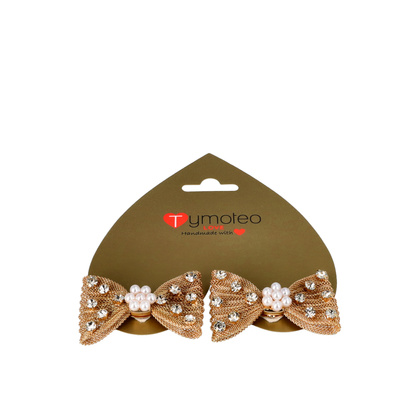 Klipsy do butów błyszczące kokardki - TYMOTEO LOVE T57 ZŁOTE